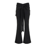 Low Waist Flare Yoga Pants Detachable Back Skirt Solid Color Stretchy Regular Fit Breathable Casual Workout Trousers Flat - Zeprah