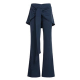 Low Waist Flare Yoga Pants Detachable Back Skirt Solid Color Stretchy Regular Fit Breathable Casual Workout Trousers Flat - Zeprah