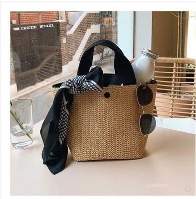 Luxury Bucket Countryside Straw Weaving Summer Beach Holiday Woven Bag Retro Leisure Portable Handbags - Zeprah