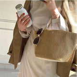 Luxury Bucket Countryside Straw Weaving Summer Beach Holiday Woven Bag Retro Leisure Portable Handbags - Zeprah