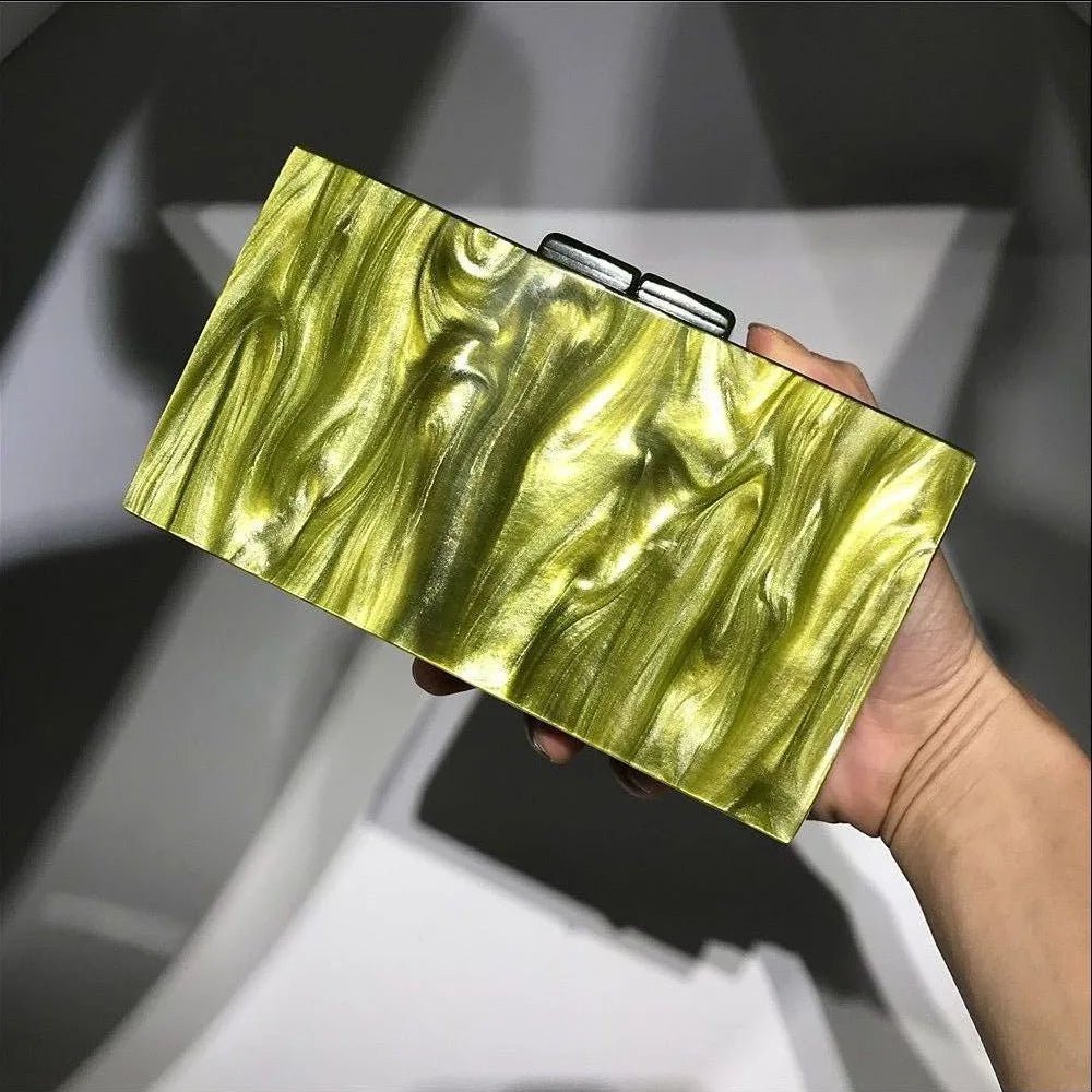Luxury Elegant Women's Mini Clip Hand Bag Sparkling Acrylic Texture Dazzle Color Clutch for Evening Party Fashionable Sac Main - Zeprah