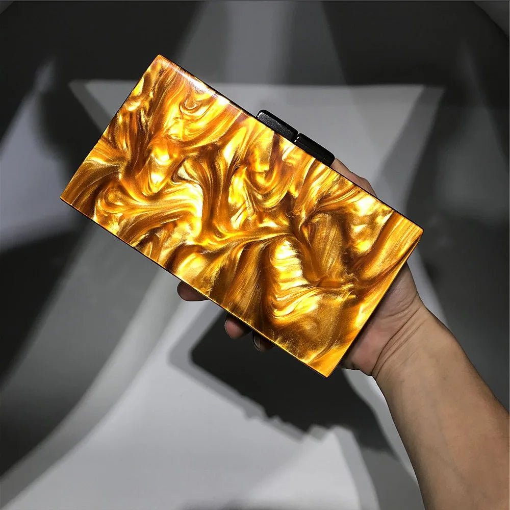 Luxury Elegant Women's Mini Clip Hand Bag Sparkling Acrylic Texture Dazzle Color Clutch for Evening Party Fashionable Sac Main - Zeprah