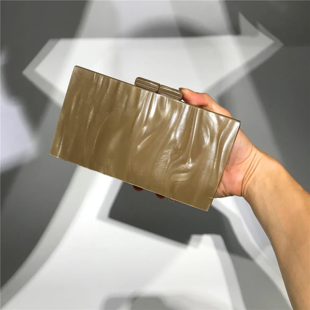 Luxury Elegant Women's Mini Clip Hand Bag Sparkling Acrylic Texture Dazzle Color Clutch for Evening Party Fashionable Sac Main - Zeprah