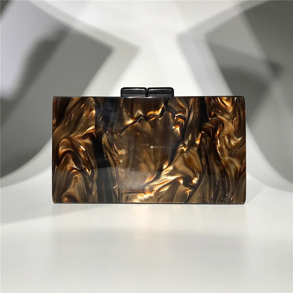 Luxury Elegant Women's Mini Clip Hand Bag Sparkling Acrylic Texture Dazzle Color Clutch for Evening Party Fashionable Sac Main - Zeprah