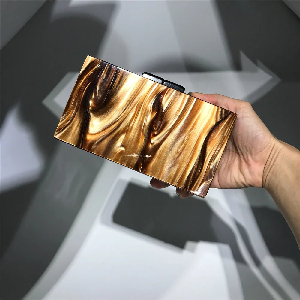 Luxury Elegant Women's Mini Clip Hand Bag Sparkling Acrylic Texture Dazzle Color Clutch for Evening Party Fashionable Sac Main - Zeprah