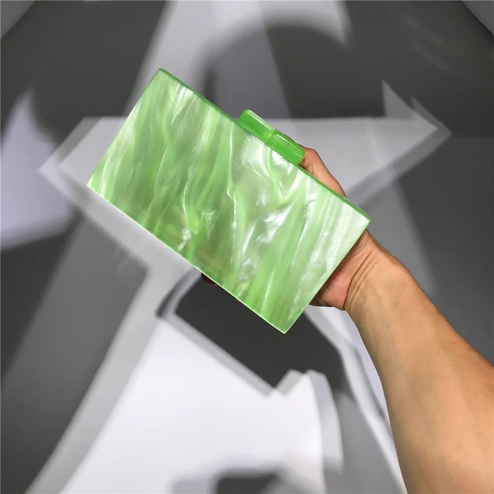 Luxury Elegant Women's Mini Clip Hand Bag Sparkling Acrylic Texture Dazzle Color Clutch for Evening Party Fashionable Sac Main - Zeprah