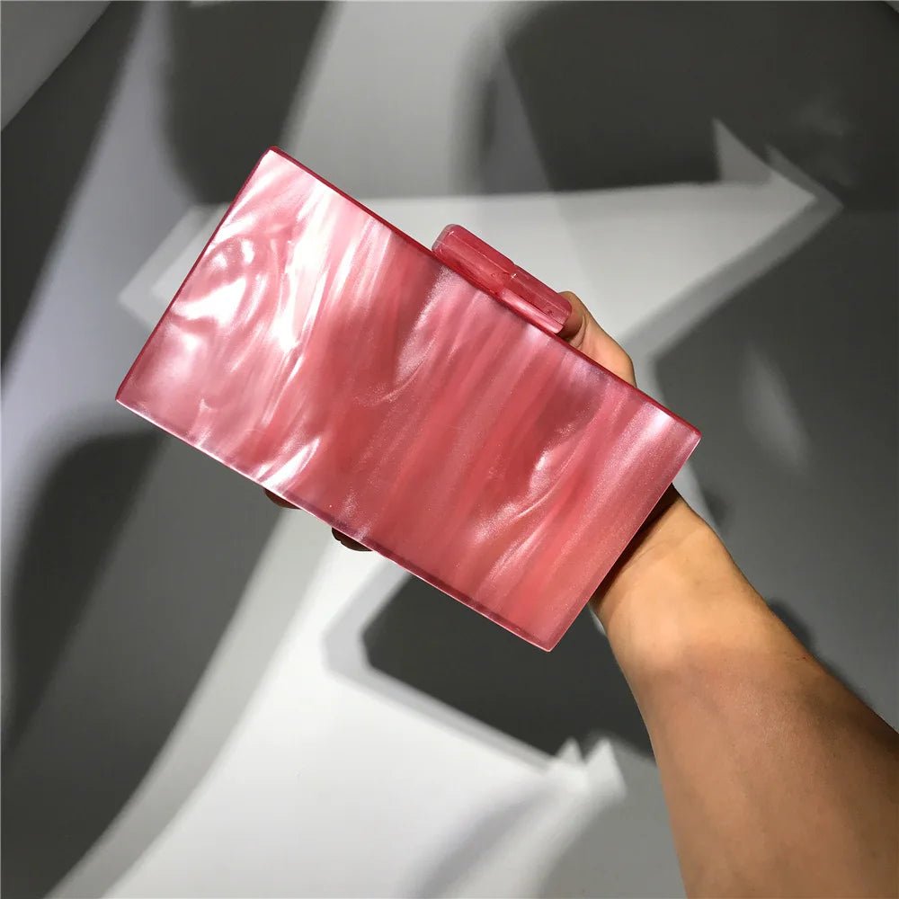 Luxury Elegant Women's Mini Clip Hand Bag Sparkling Acrylic Texture Dazzle Color Clutch for Evening Party Fashionable Sac Main - Zeprah