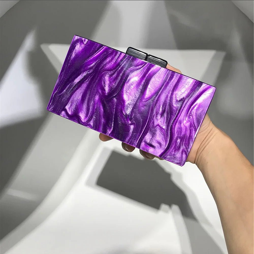 Luxury Elegant Women's Mini Clip Hand Bag Sparkling Acrylic Texture Dazzle Color Clutch for Evening Party Fashionable Sac Main - Zeprah