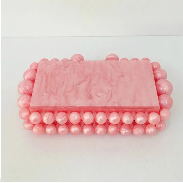 Luxury Gold Foil Beads Purses and Handbags Designer Women Clear Acrylic Box Evening Clutch Bags for Wedding Party - Zeprah