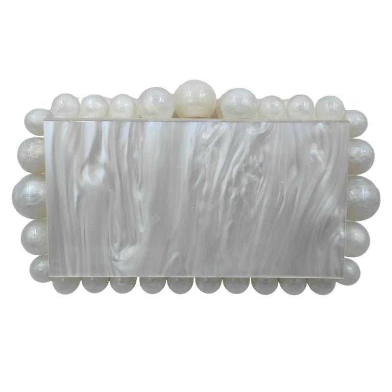 Luxury Gold Foil Beads Purses and Handbags Designer Women Clear Acrylic Box Evening Clutch Bags for Wedding Party - Zeprah