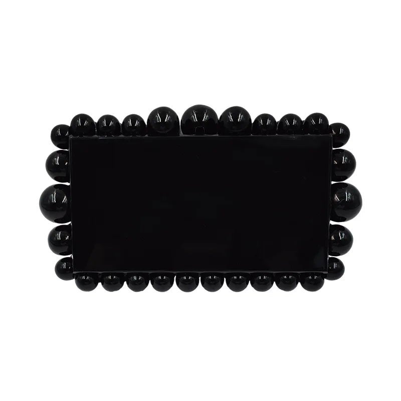 Luxury Gold Foil Beads Purses and Handbags Designer Women Clear Acrylic Box Evening Clutch Bags for Wedding Party - Zeprah