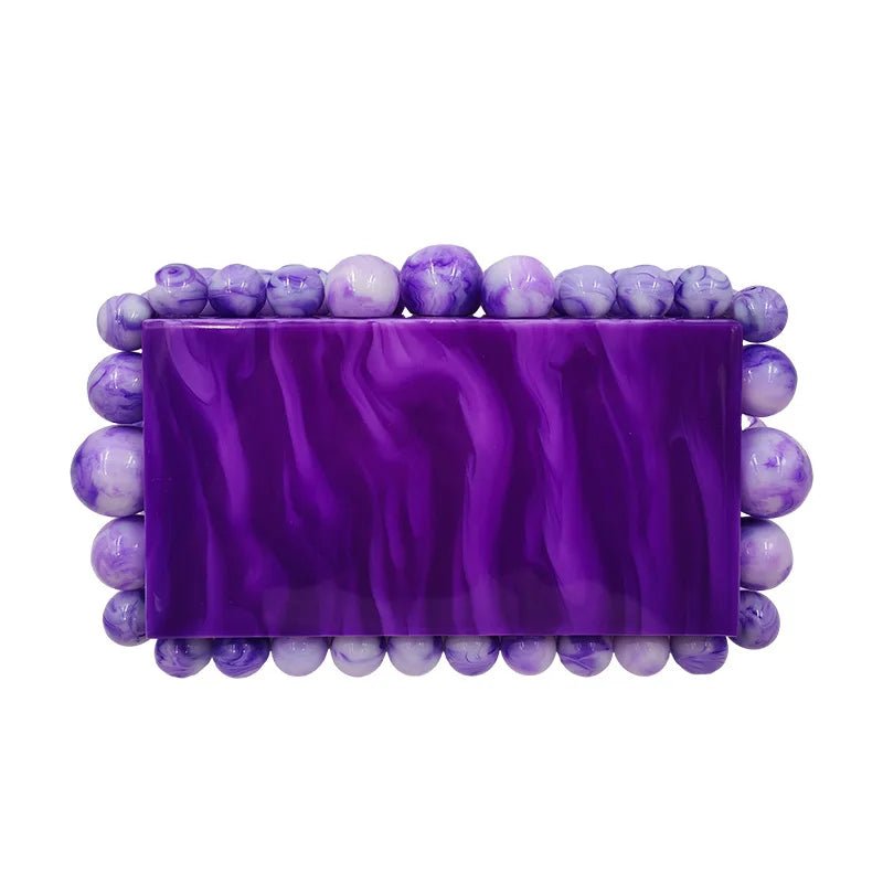 Luxury Gold Foil Beads Purses and Handbags Designer Women Clear Acrylic Box Evening Clutch Bags for Wedding Party - Zeprah