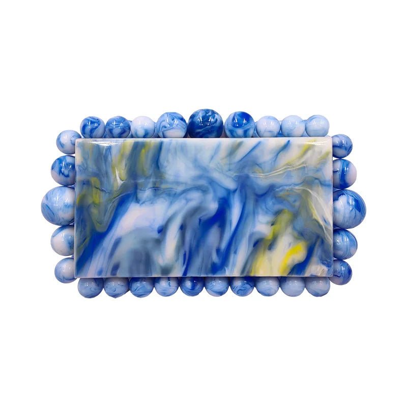 Luxury Gold Foil Beads Purses and Handbags Designer Women Clear Acrylic Box Evening Clutch Bags for Wedding Party - Zeprah