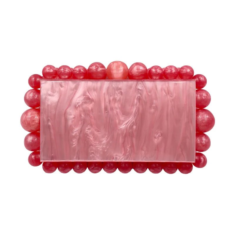 Luxury Gold Foil Beads Purses and Handbags Designer Women Clear Acrylic Box Evening Clutch Bags for Wedding Party - Zeprah