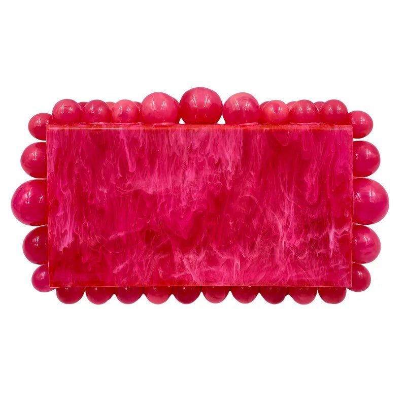 Luxury Gold Foil Beads Purses and Handbags Designer Women Clear Acrylic Box Evening Clutch Bags for Wedding Party - Zeprah