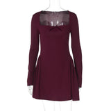 Luxury Women Sleeve Princess Dress Casual Solid Slim A - line Mini Dress for Women Long Sleeve Empire Party Clothes for Women - Zeprah