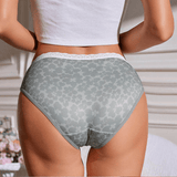Mid - Rise Floral Print Briefs | Cotton Underwear with White Lace Waist - Zeprah