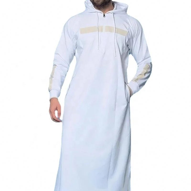 Middle East Islamic Hooded Thobe Robe Clothes Arabic Men Traditional Muslim Abaya - Zeprah