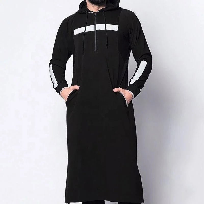 Middle East Islamic Hooded Thobe Robe Clothes Arabic Men Traditional Muslim Abaya - Zeprah