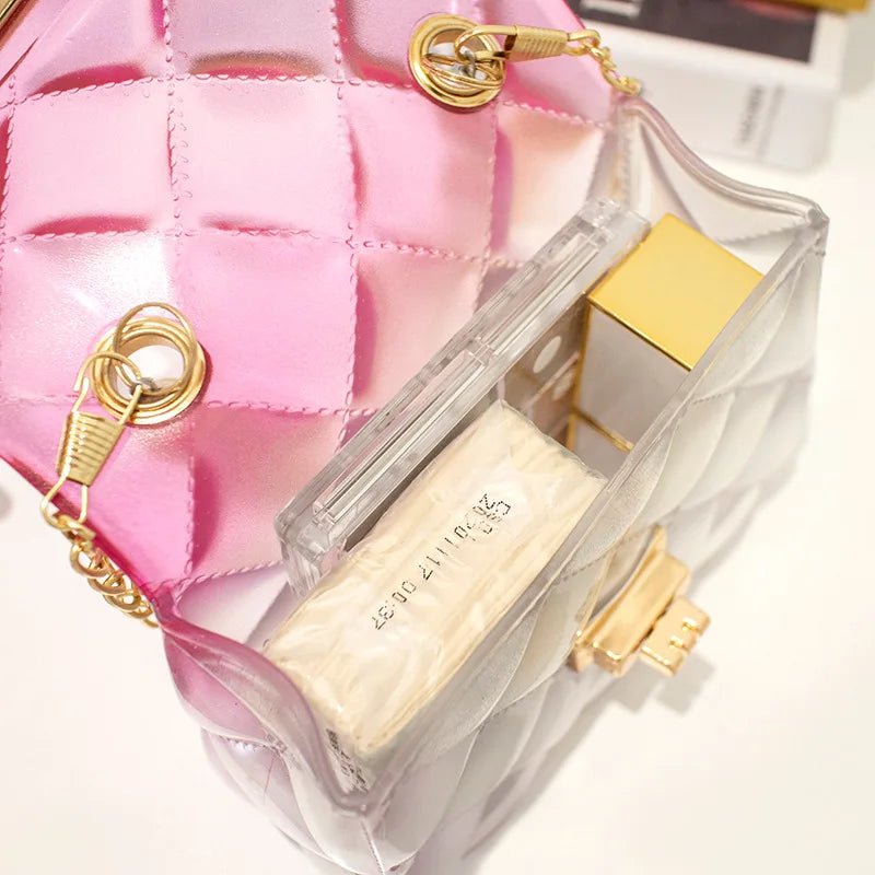 Mini Small Kid Jelly Bag Purse and Handbag for Kids Clear Jelly Handbag Rainbow with Pearl Candy Women Cover Fashion - Zeprah