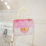 Mini Small Kid Jelly Bag Purse and Handbag for Kids Clear Jelly Handbag Rainbow with Pearl Candy Women Cover Fashion - Zeprah