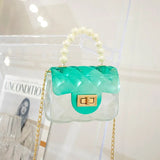 Mini Small Kid Jelly Bag Purse and Handbag for Kids Clear Jelly Handbag Rainbow with Pearl Candy Women Cover Fashion - Zeprah