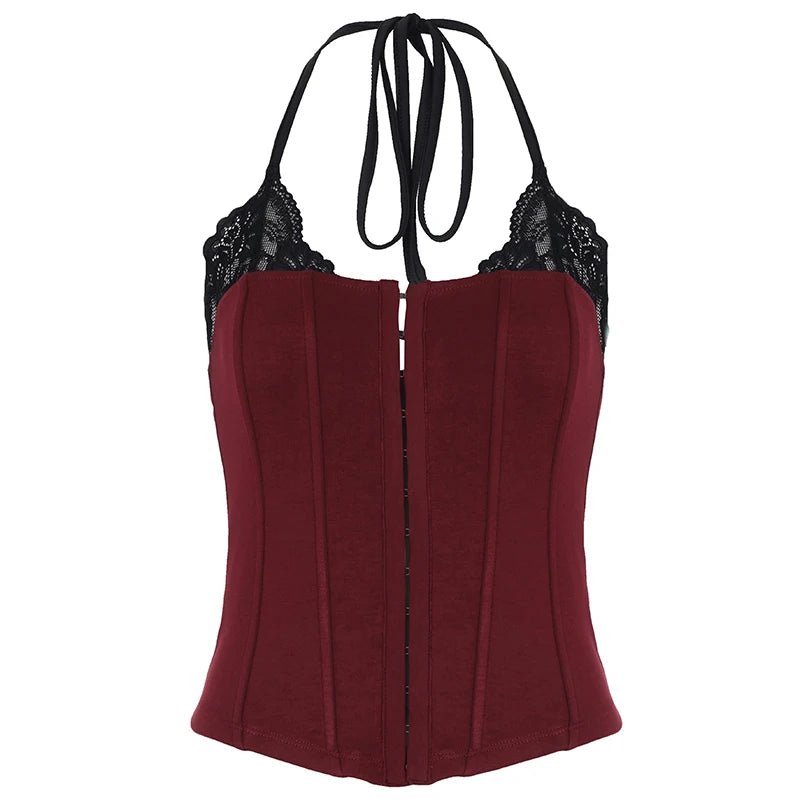 Minimalist Knitted Lace Paneled Boned Corset Fitted Slimming Casual Eco - Friendly Women's Cami Top - Zeprah