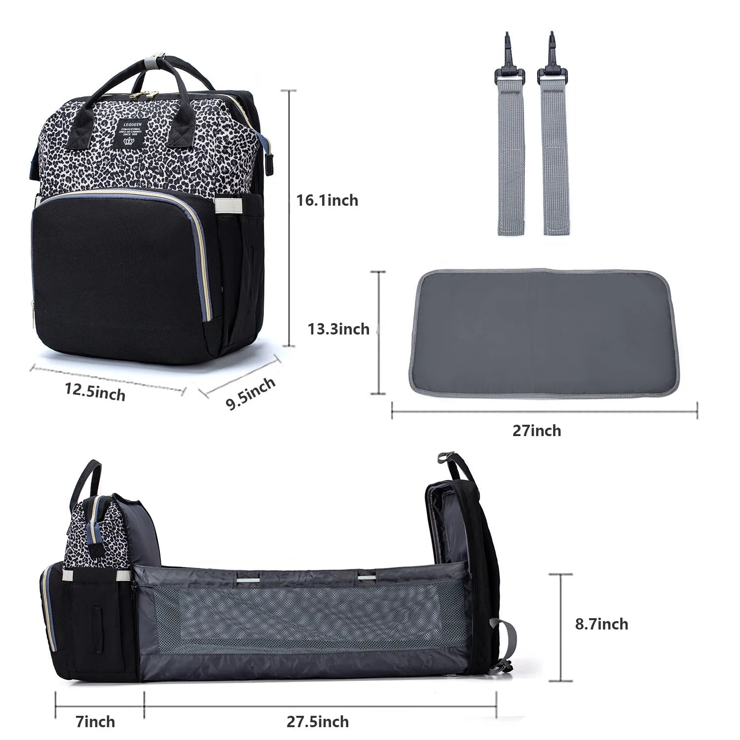 Multifunctional Folding Waterproof Maternity Handbag Baby Diaper Bag with Mosquito Net Portable Travel Bassinet Mommy Backpack - Zeprah