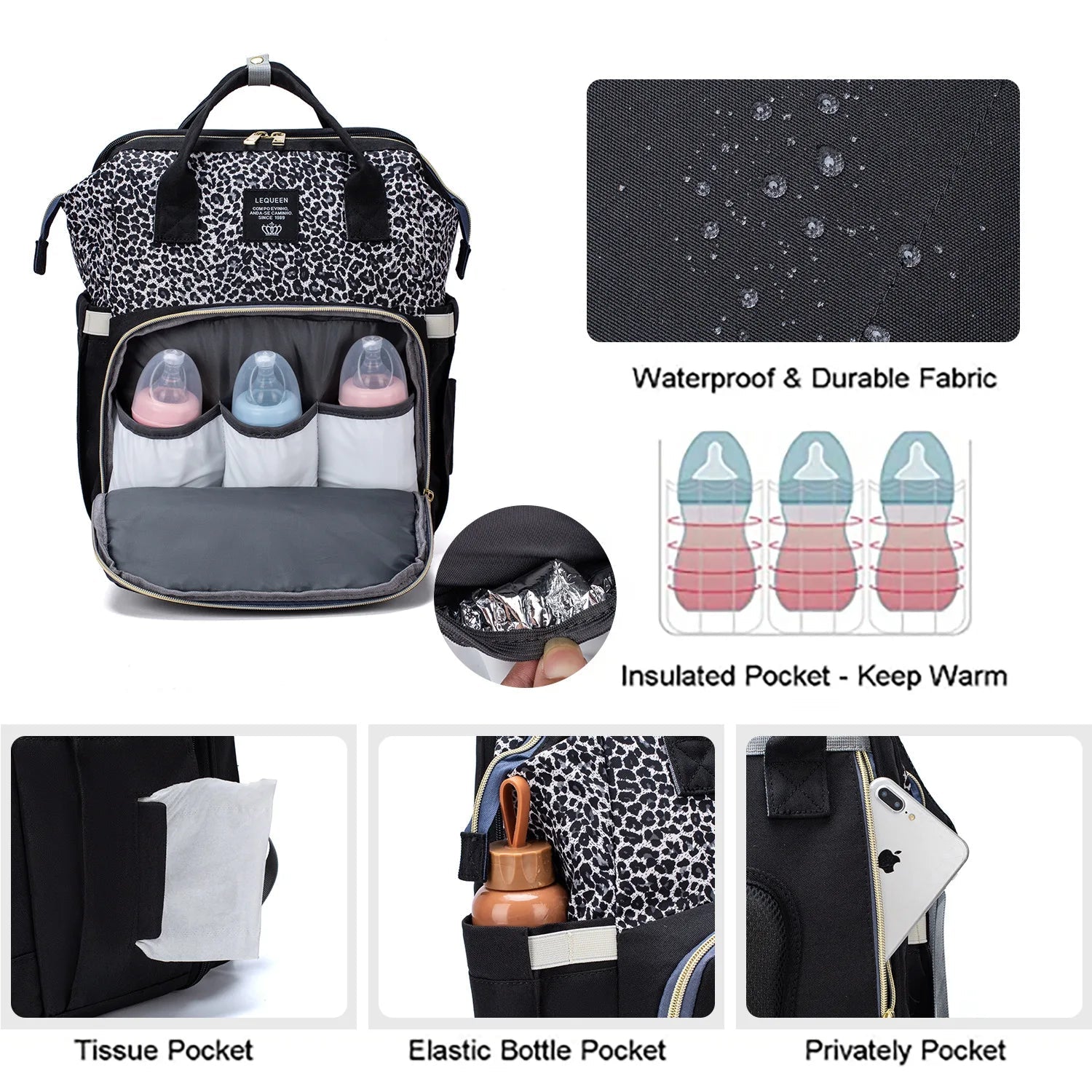Multifunctional Folding Waterproof Maternity Handbag Baby Diaper Bag with Mosquito Net Portable Travel Bassinet Mommy Backpack - Zeprah