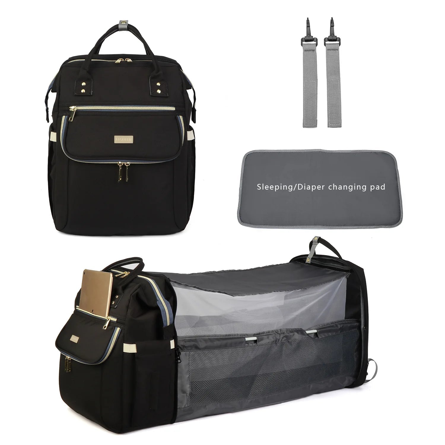 Multifunctional Waterproof Portable Foldable Baby Diaper Bag Backpack Replacement Bed Bag - Zeprah