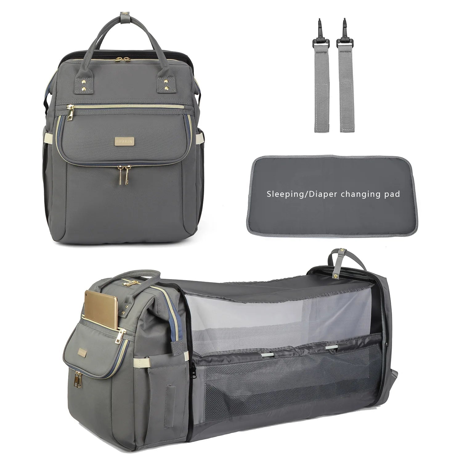 Multifunctional Waterproof Portable Foldable Baby Diaper Bag Backpack Replacement Bed Bag - Zeprah