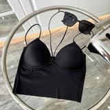 Neck Deep V Sexy Beauty Back Underwear Integrated Cup Chest Wrap Outer Wear Camisole - Zeprah