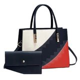 New 2 - Pieces of the Mother's Handbags for Ladies Girls Pure Color Handbags Fashion Luxury Leather Purses - Zeprah