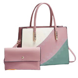 New 2 - Pieces of the Mother's Handbags for Ladies Girls Pure Color Handbags Fashion Luxury Leather Purses - Zeprah