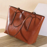 New Autumn Collection Women's Fashion Cowhide Satchel Large Capacity Canvas Shoulder Tote Bag for Commuters - Zeprah