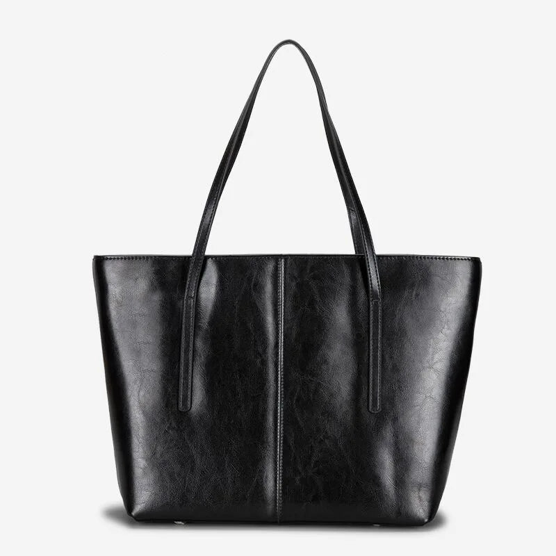 New Autumn Collection Women's Fashion Cowhide Satchel Large Capacity Canvas Shoulder Tote Bag for Commuters - Zeprah