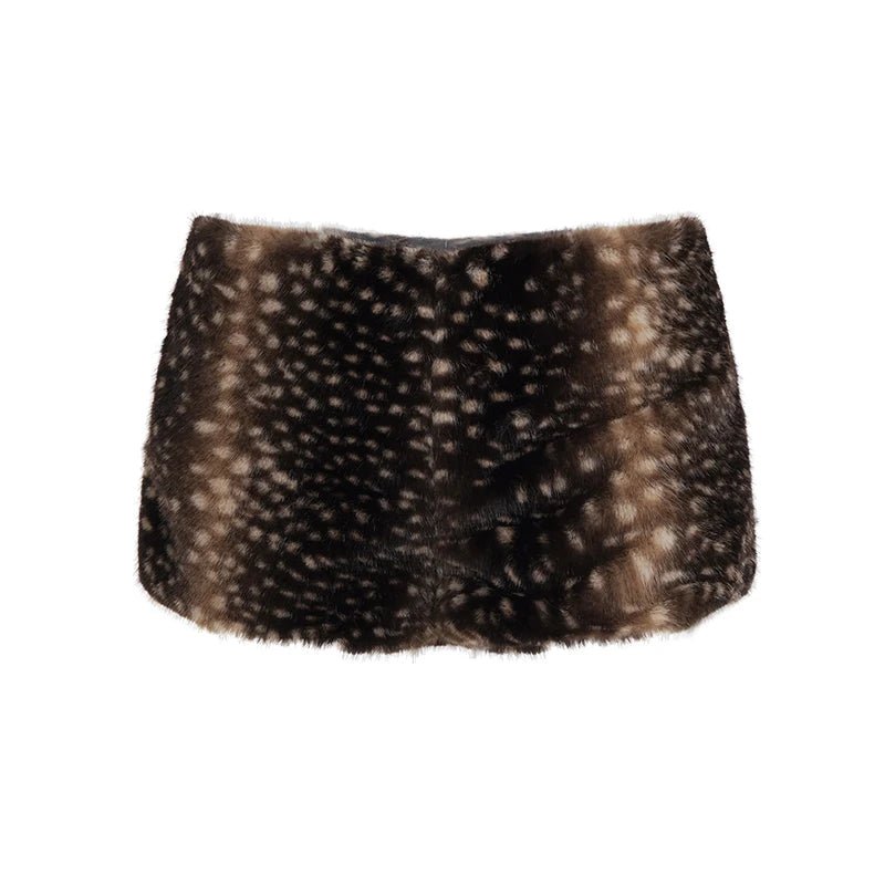 New Breathable Straight Low Rise Shorts Animal Print Contrast Faux Fur Trim Sexy Hot Girl Fashion - Zeprah