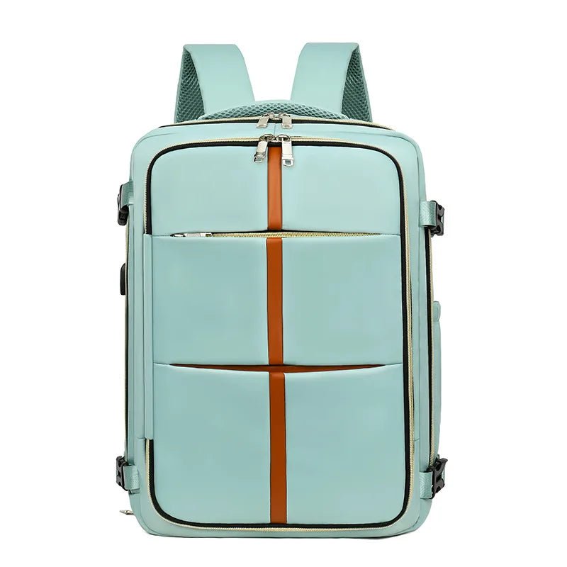 New Denim Super Large Capacity Double Shoulder Luggage Bag MultiFunction Travel USB Interface Simple Solid Color Laptop Backpack - Zeprah