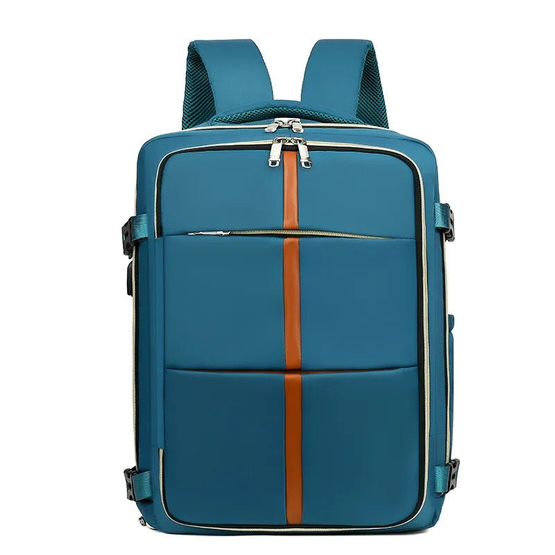 New Denim Super Large Capacity Double Shoulder Luggage Bag MultiFunction Travel USB Interface Simple Solid Color Laptop Backpack - Zeprah