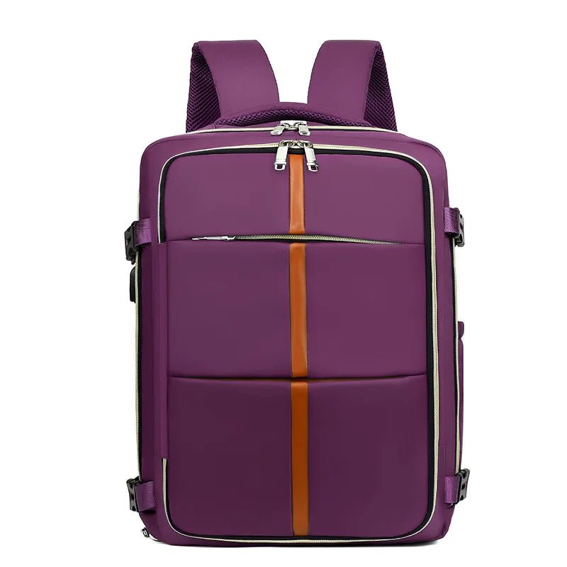 New Denim Super Large Capacity Double Shoulder Luggage Bag MultiFunction Travel USB Interface Simple Solid Color Laptop Backpack - Zeprah