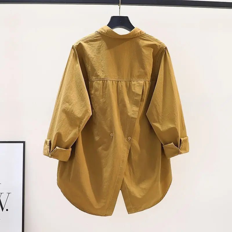 New Design Blouse Long Sleeve Slit Leisure Shirt Loose Women's Blouse - Zeprah