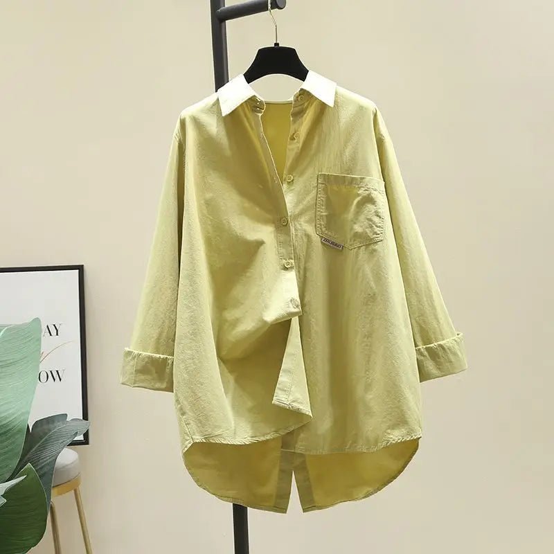 New Design Blouse Long Sleeve Slit Leisure Shirt Loose Women's Blouse - Zeprah