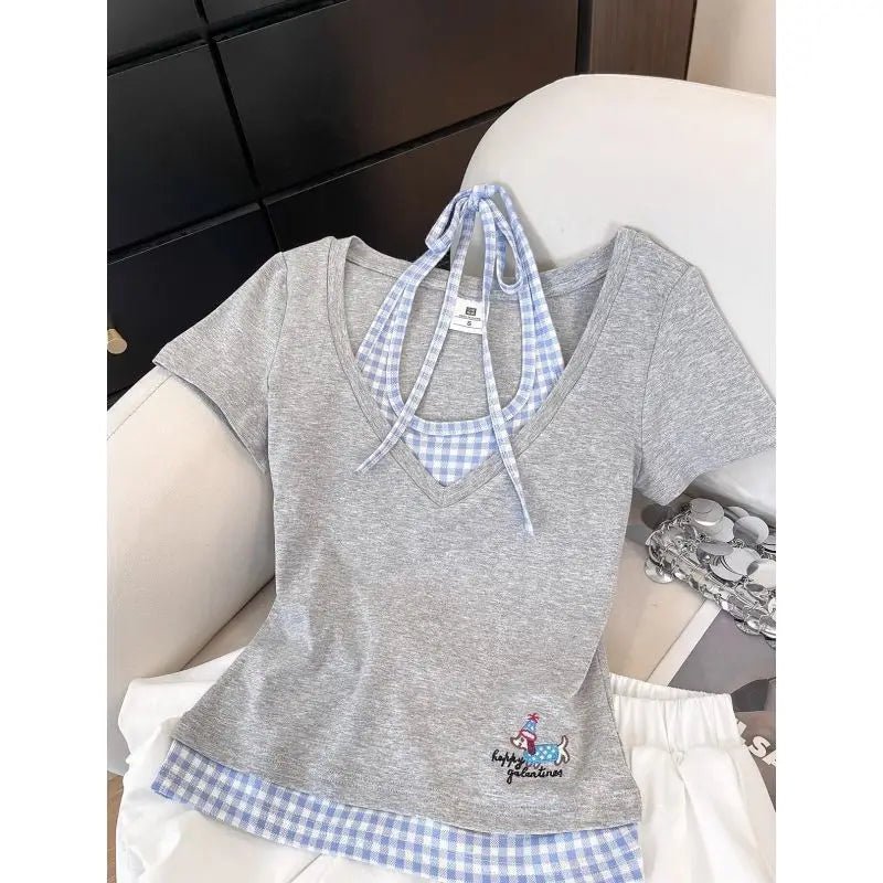New Design Contrasting Colors Women's T-shirts Loose - fit Simple Fashionable T-shirt Women's Clothing - Zeprah