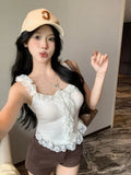 New Design Halter Top Lace Cuff Women's Tanks Camis Hot Girl Style Summer Tank Top - Zeprah