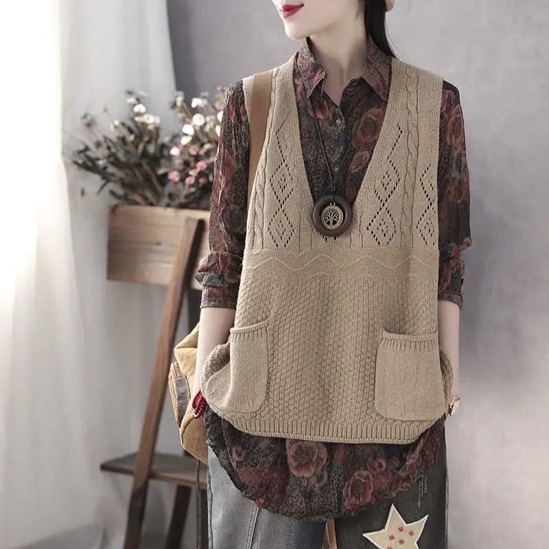 New Design Ladies Clothing Blouse Knitwear Fashion Loose Vest New Women Sleeveless Sweater - Zeprah
