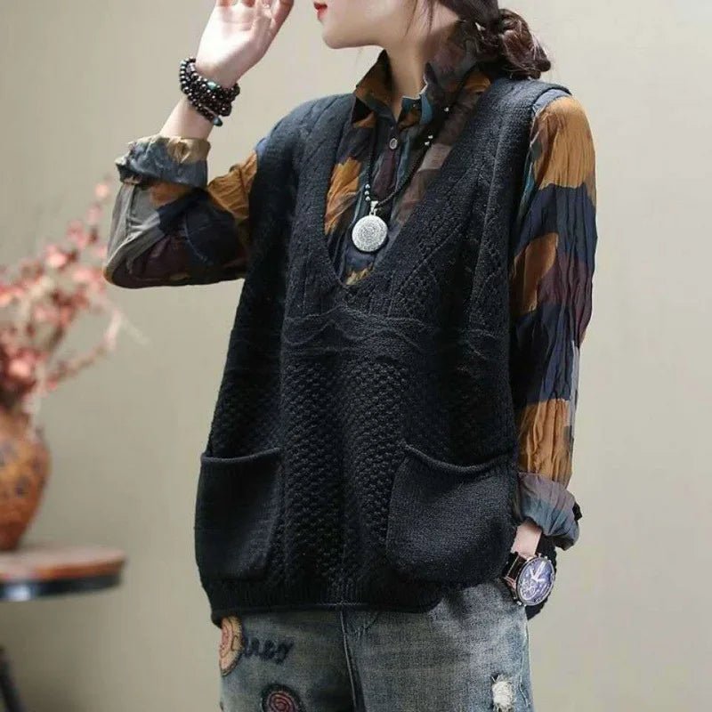 New Design Ladies Clothing Blouse Knitwear Fashion Loose Vest New Women Sleeveless Sweater - Zeprah