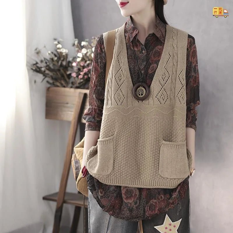 New Design Ladies Clothing Blouse Knitwear Fashion Loose Vest New Women Sleeveless Sweater - Zeprah