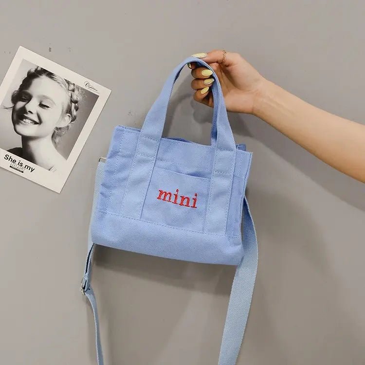 New Design Quality Single Slung over Shoulder Canvas Cotton Fashion Tote Bag Small Square with Long Handle - Zeprah