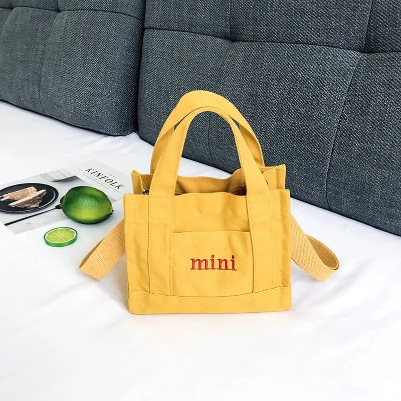 New Design Quality Single Slung over Shoulder Canvas Cotton Fashion Tote Bag Small Square with Long Handle - Zeprah