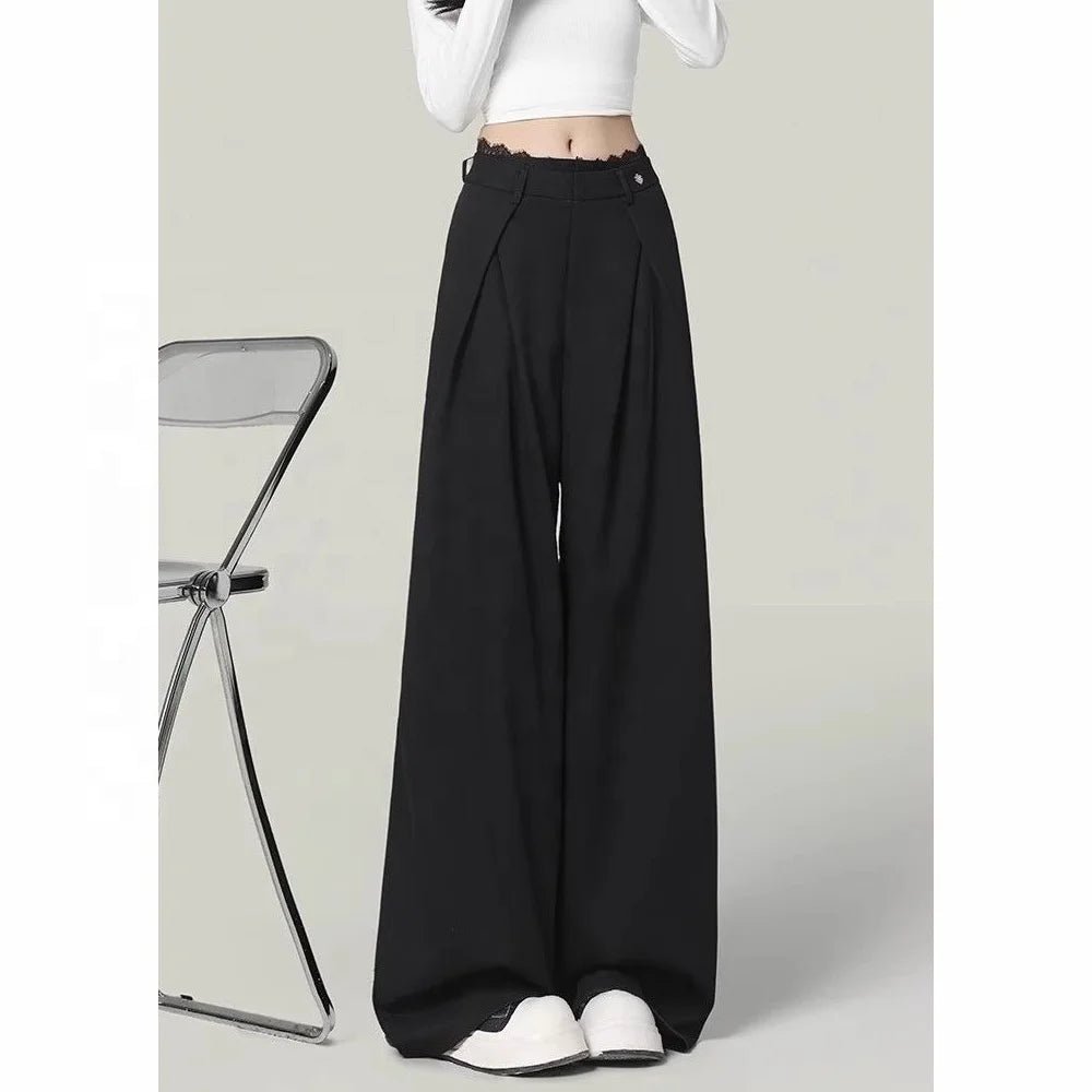 New Design Sense Lace Stitching Wide Leg Pants Women's Spring and Summer Loose Casual Fashion Pants - Zeprah